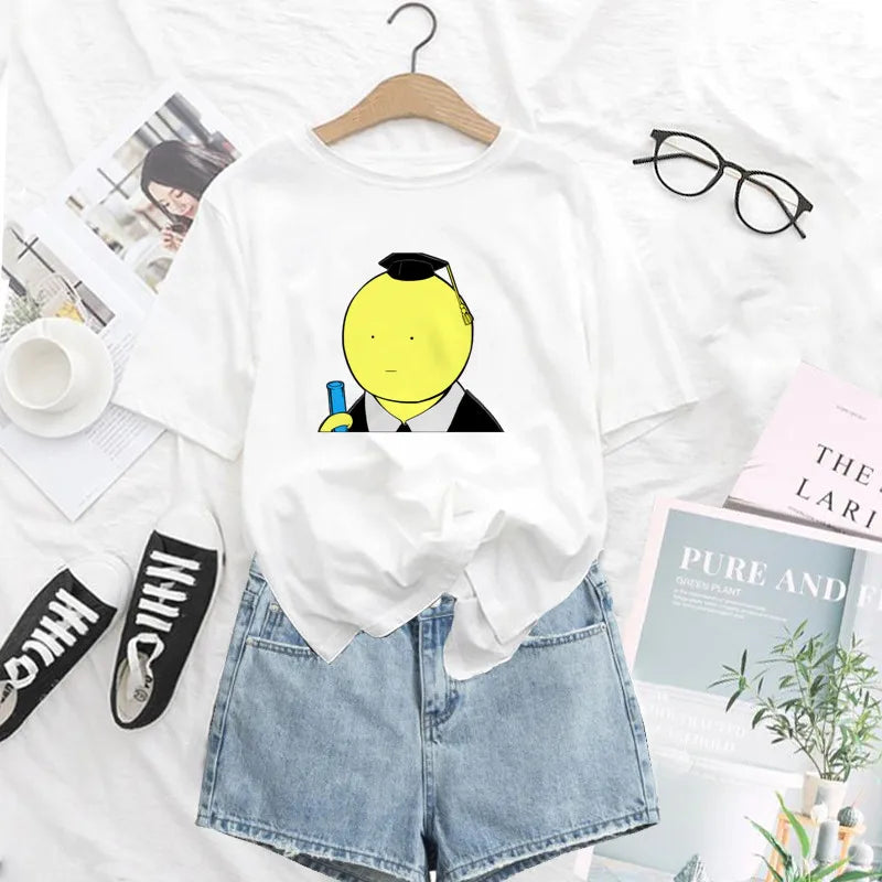 Assassination Classroom: Print T Shirt Funny Harajuku Tshirt Short Sleeve White T-Shirt Female Tops Tees