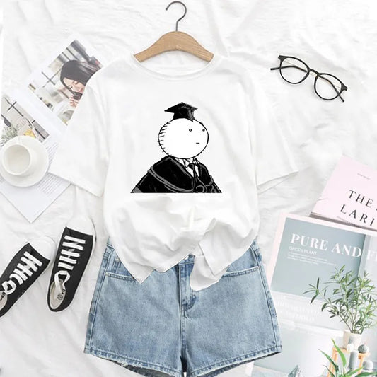 Assassination Classroom: Print T Shirt Funny Harajuku Tshirt Short Sleeve White T-Shirt Female Tops Tees