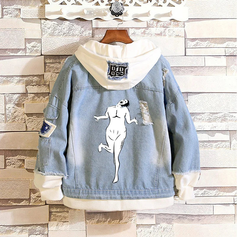 2023 Attack on Titan Jeans Jacket Scout Regiment Cosplay Denim Jacket Autumn Eren Jager Hooded Sweatshirt Outwear Coat