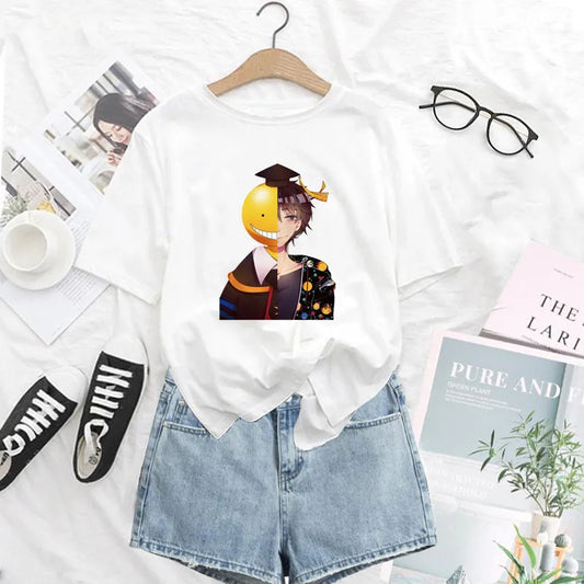 Assassination Classroom: Print T Shirt Funny Harajuku Tshirt Short Sleeve White T-Shirt Female Tops Tees