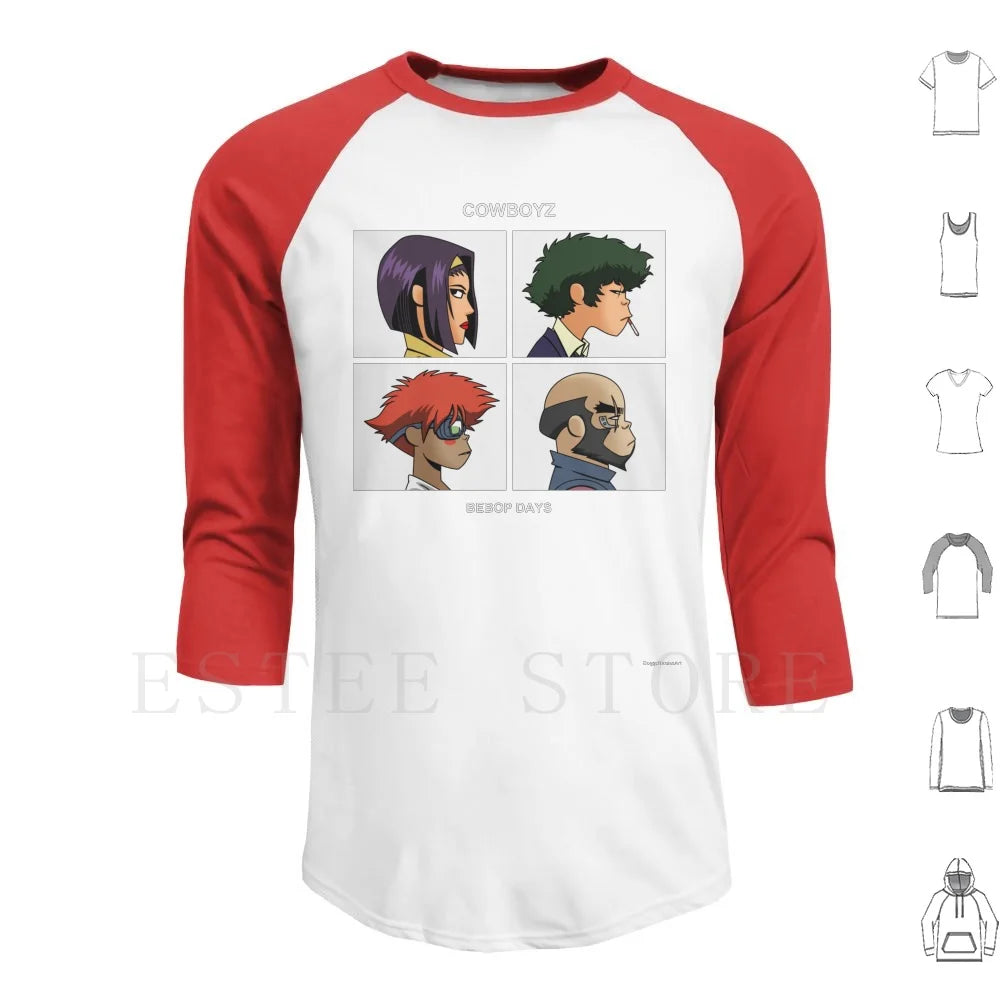 Cowboy Bebop:  Days Hoodies Long Sleeve Music Anime Album Art Pop Culture Geek Nerd Cartoon Parody Mashup Team Group Cowboys