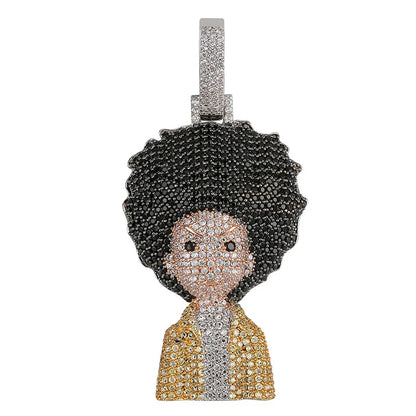 The Boondocks: Hip Hop Rock AAA CZ Stone Paved Bling Iced Out Pendants Necklace