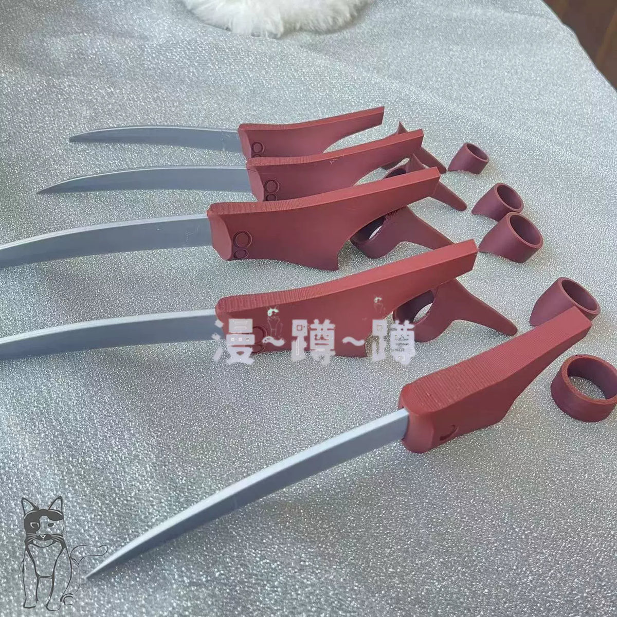 Gachiakuta: Jabber Wonger Cosplay Prop 3D Printing Silver Bracelet Ring Nails Accessories Full Set Halloween Party Adult