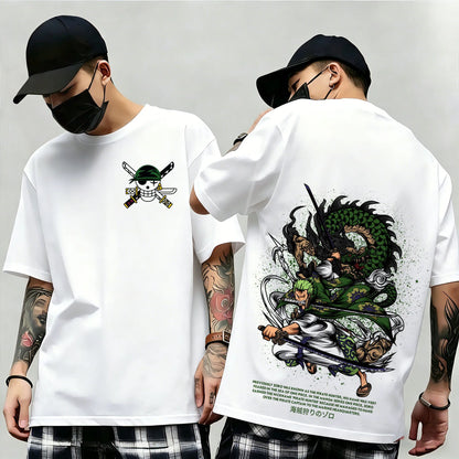 One Piece: Summer New Arrival: Pattern T-shirt, unisex, anime print, casual short-sleeved, fashionable streetwear top, Y2K style.