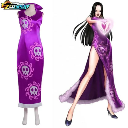 One PIece: Costume de Cosplay reine Boa Hancock, robe Kimono Anime, cape Cheongsam pour femmes, ensemble Cheongsam de carnava