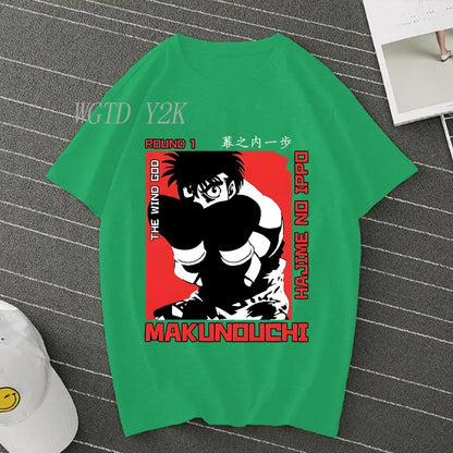 Hajime No Ippo: Kamogawa Boxing Gym T Shirt Men Women Crew Neck Casual Tops Tees Makunouchi Takamura KGB Graphic T-Shirts