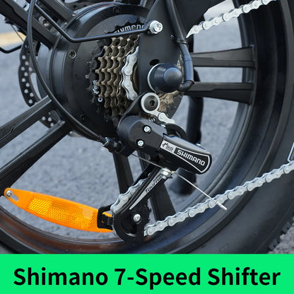 Yowamushi Pedal: [750W Snow-Proof E-Bike] 48V17.5AH Fat Tire Electric Bicycle for Adults,Shimano 7-Speed 330LBS Load,75Miles 35MPH,Turn Signals