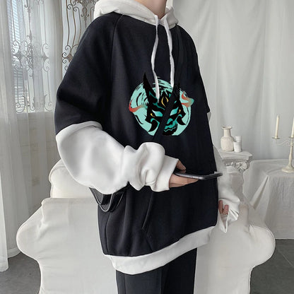 Genshin Impact: Harajuku Game Hoodies Men Xiao Mask Fangs Aesthetic Print Sweatshirt Long Winter Plus Size Streetwear Pullover