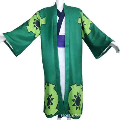 One Piece: Fantasia Wano Country Roronoa Of Zoro Cosplay Kimono Anime Pirate Disfraz Costume Men Male Halloween Carnival Party Clothes