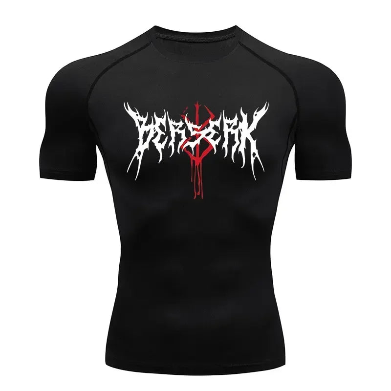 Berserk: Compression T-shirt Men Elastic Tight Sportswear Short-sleeved Gym Bodybuilding Quick-drying Sweatshirt Top S-3XL