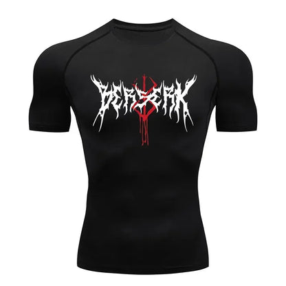 Berserk: Compression T-shirt Men Elastic Tight Sportswear Short-sleeved Gym Bodybuilding Quick-drying Sweatshirt Top S-3XL