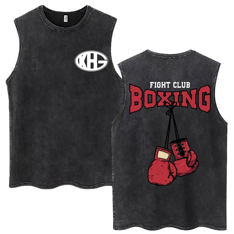 Hajime No Ippo: Kamogawa Boxing Gym Washed Tops Men Makunouchi Takamura KGB Oversized Cotton Sleeveless Male T Shirts