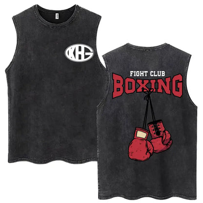 Hajime No Ippo: Kamogawa Boxing Gym Washed Tops Men Makunouchi Takamura KGB Oversized Cotton Sleeveless Male T Shirts