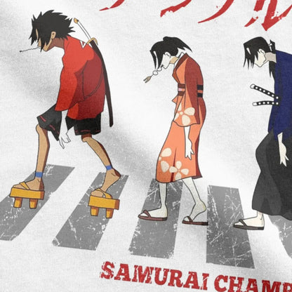 Samurai Champloo: Walking Fuu Mugen Jin T Shirts Men Pure Cotton Funny T-Shirts Round Neck Tees Short Sleeve Clothes Printed