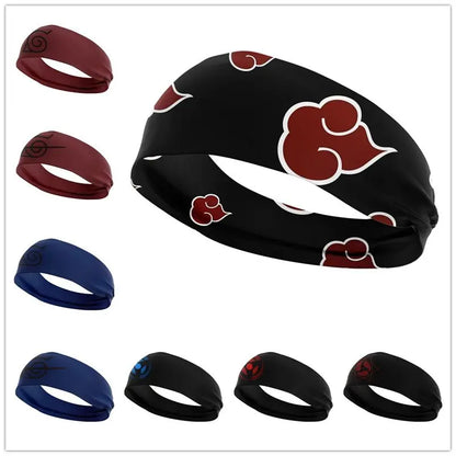 2023 Naruto Red Cloud 3D Printing Scarf Cartoon Anime Uchiha Sasuke Exercise Sweat Absorption Hairband High Elasticity Headband