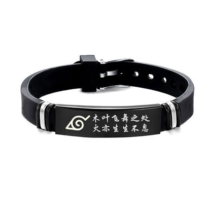 Naruto: Silicone Bracelet Cartoon Metal Silica Gel Uchiha Itachi Kakashi Anime Action Figures Accessories Children Toys Gifts