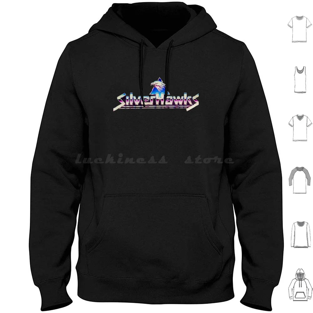 Silverhawks: Logo Hoodies Long Sleeve Thundercats 80s Retro He Man Cartoon Thundercat Vintage Cartoons Silverhawks