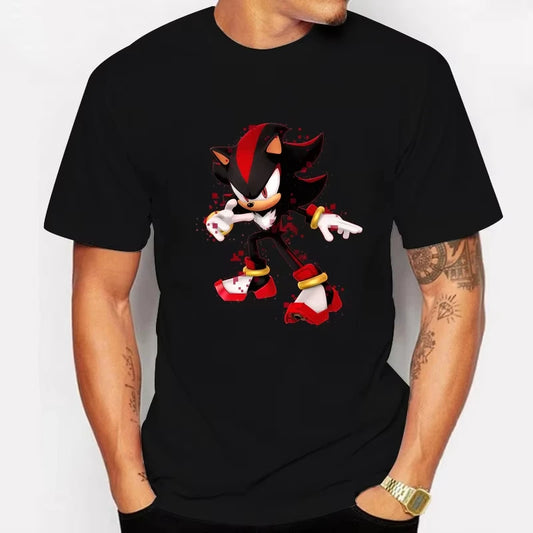 Sonic The Hedgehog: Adult Cotton T-shirt Fashion Printed Top Anime Clothes Short Sleeve Clothing Shadow The Hedgehog