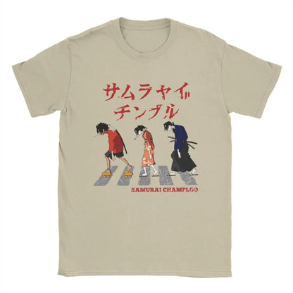 Samurai Champloo: Walking Fuu Mugen Jin T Shirts Men Pure Cotton Funny T-Shirts Round Neck Tees Short Sleeve Clothes Printed