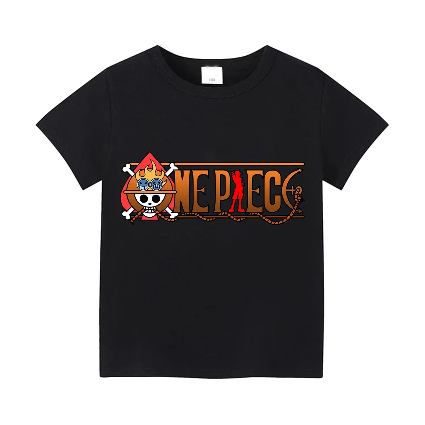 One Piece: Men's Fashion Portgas D. Ace Anime Print T-Shirt, Summer Trend, 100% Cotton, Casual Loose Short Sleeve