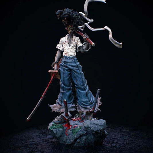 Afro Samurai: 1/24 75mm Japan Samurai Wild-curl Up Resin Model Soldiers Samurai Desktop Figurine White Model 75mm DIY Coloring Figurines Craft