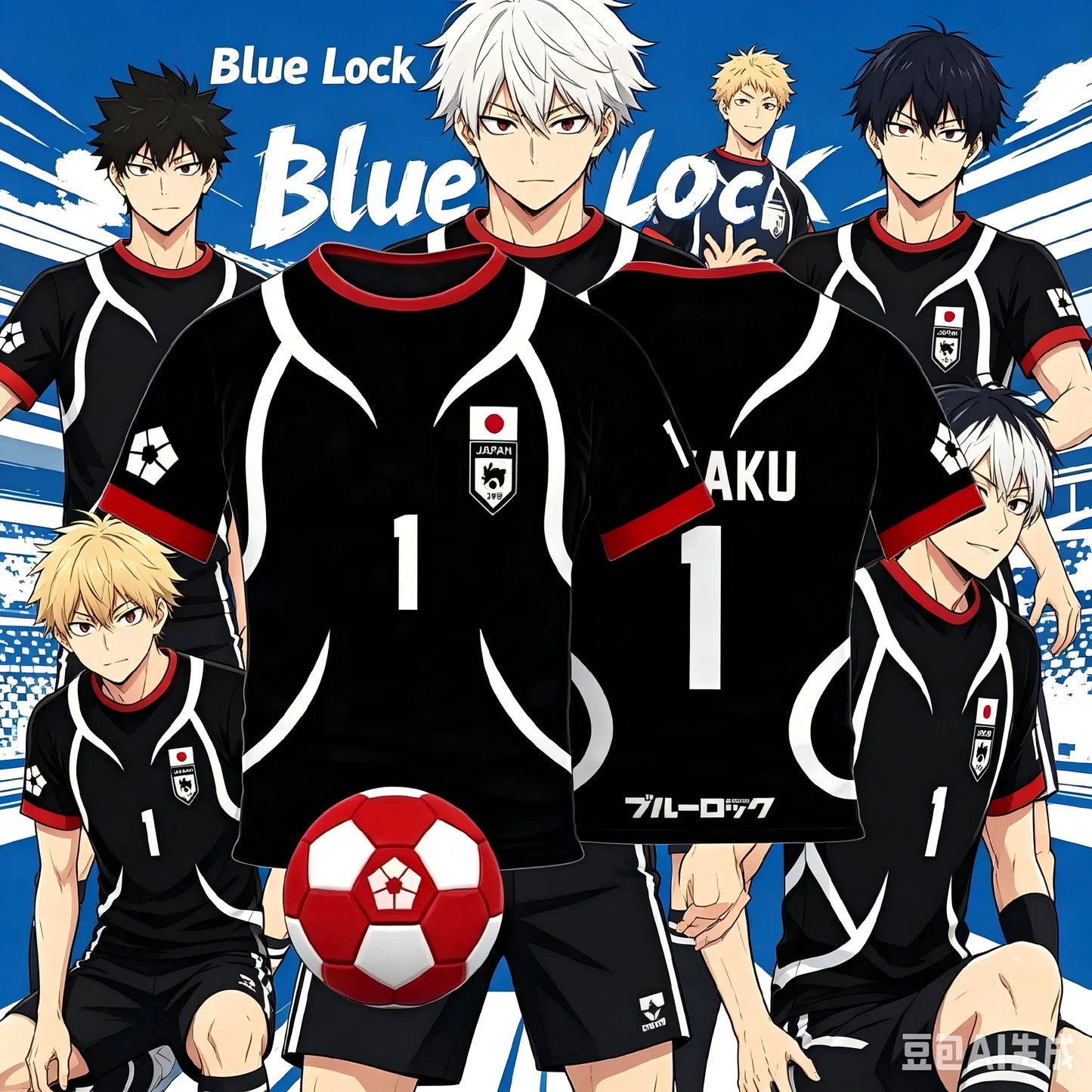 Blue Lock: Japan U20 Black Cartoon Anime Cosplay Men Jersey Summer Short Sleeve Children Tee Tops Quick-dry Fashion Women T-shirt