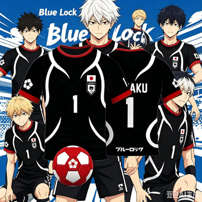 Blue Lock: Japan U20 Black Cartoon Anime Cosplay Men Jersey Summer Short Sleeve Children Tee Tops Quick-dry Fashion Women T-shirt