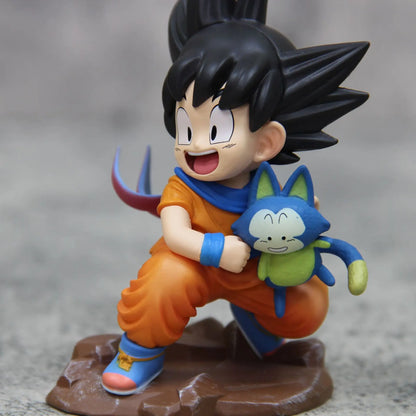 Dragon Ball: Childhood Little Goku Hugs Puer Ya Mu Tea Little Follower Figures Doll Pvc Model Statue Collection Toys Ornamen Gift