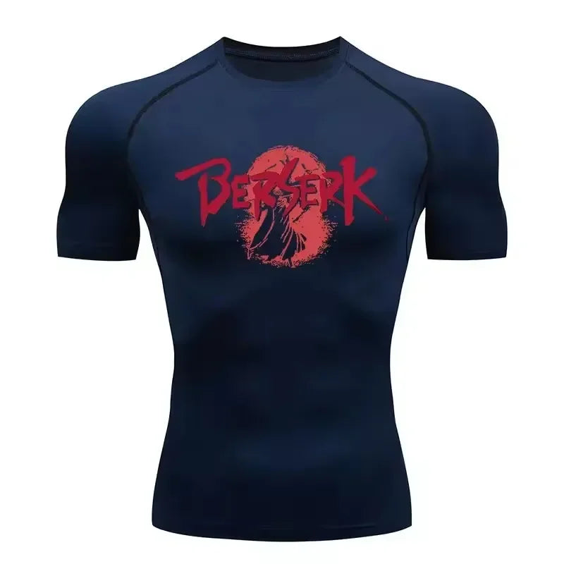 Berserk: Compression T-shirt Men Elastic Tight Sportswear Short-sleeved Gym Bodybuilding Quick-drying Sweatshirt Top S-3XL