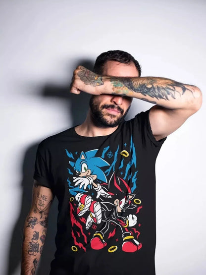 Sonic the Hedgehog: Short Sleeve Shadow The Hedgehog T-Shirt, Heroes Tee Sonic T-Shirt, Heroes Vintage Tee - Fans Loose Cotton  Top