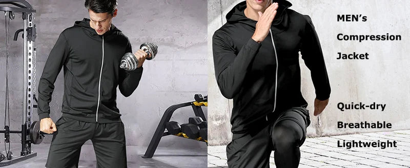 Baki: Print Fitness Running Jackets for Men Sports Athletic Hooded Coats Quick Dry Stretch Outwear Long Sleeve Zip Up Tops