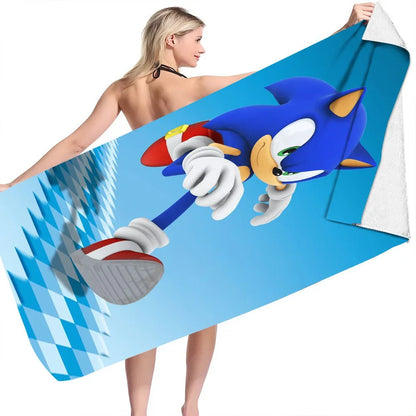 Sonic the Hedgehog: Beach Towel Beach Towel Quick Dry Absorbent Towel Fitness Bath Towel Adult Kids Holiday Gifts