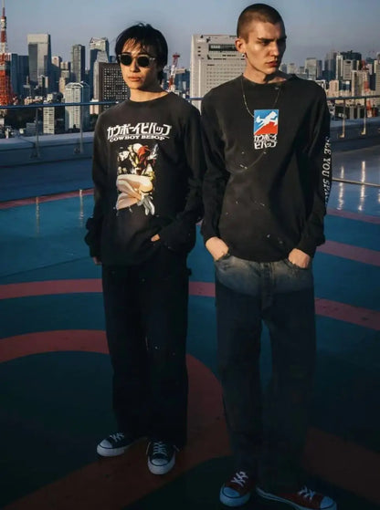 Cowboy Bebop: Long-sleeved Sweatshirt Vintage Saint Print Oversize High Quality Tops Clothing