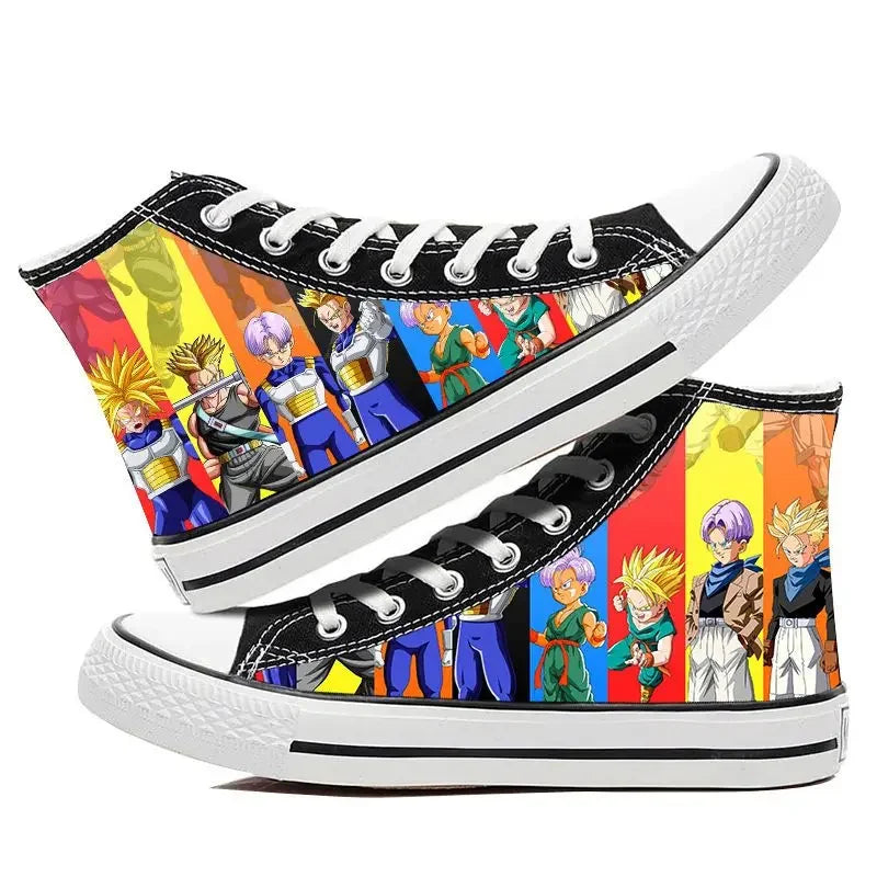 Dragon Ball:  Hand-painted graffiti printing men's high-top canvas shoes goku