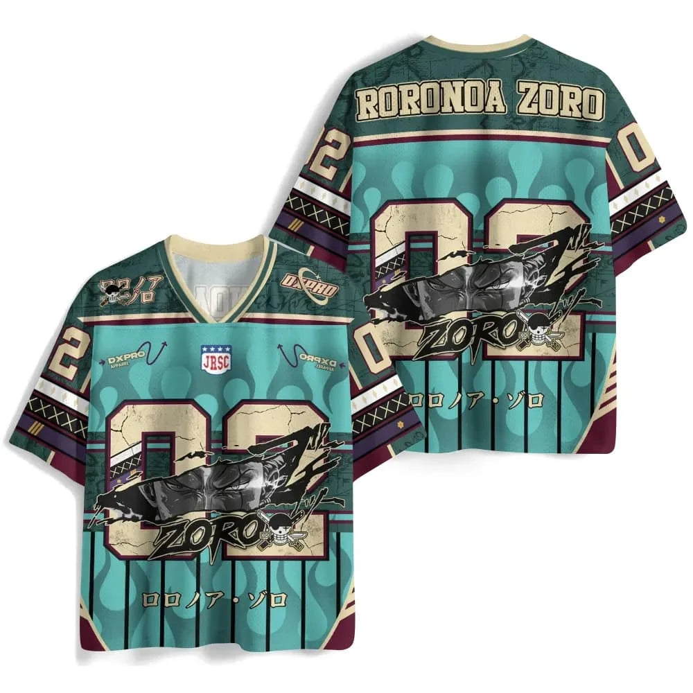 One Piece: Roronoa Zoro Graphic Print Football Jersey 2026 New Harajuku Street Style Oversized T Shirt Men's Casual Sportswear