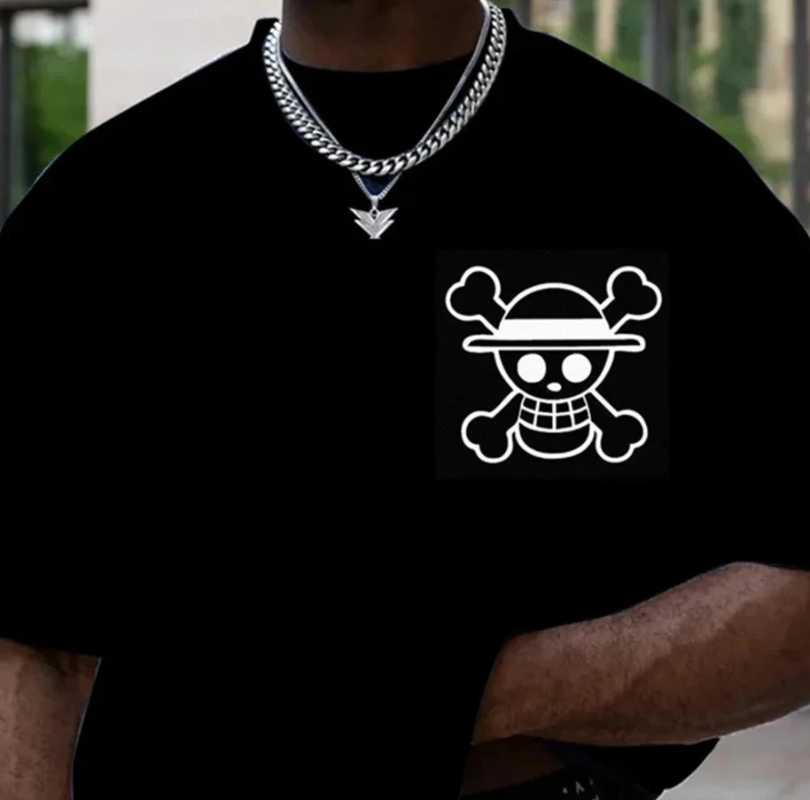 One Piece: Zoro - Japanese-style Animation Loose Large-size Retro Heavy Cotton Couple Crew Neck Short-sleeved T-shirt