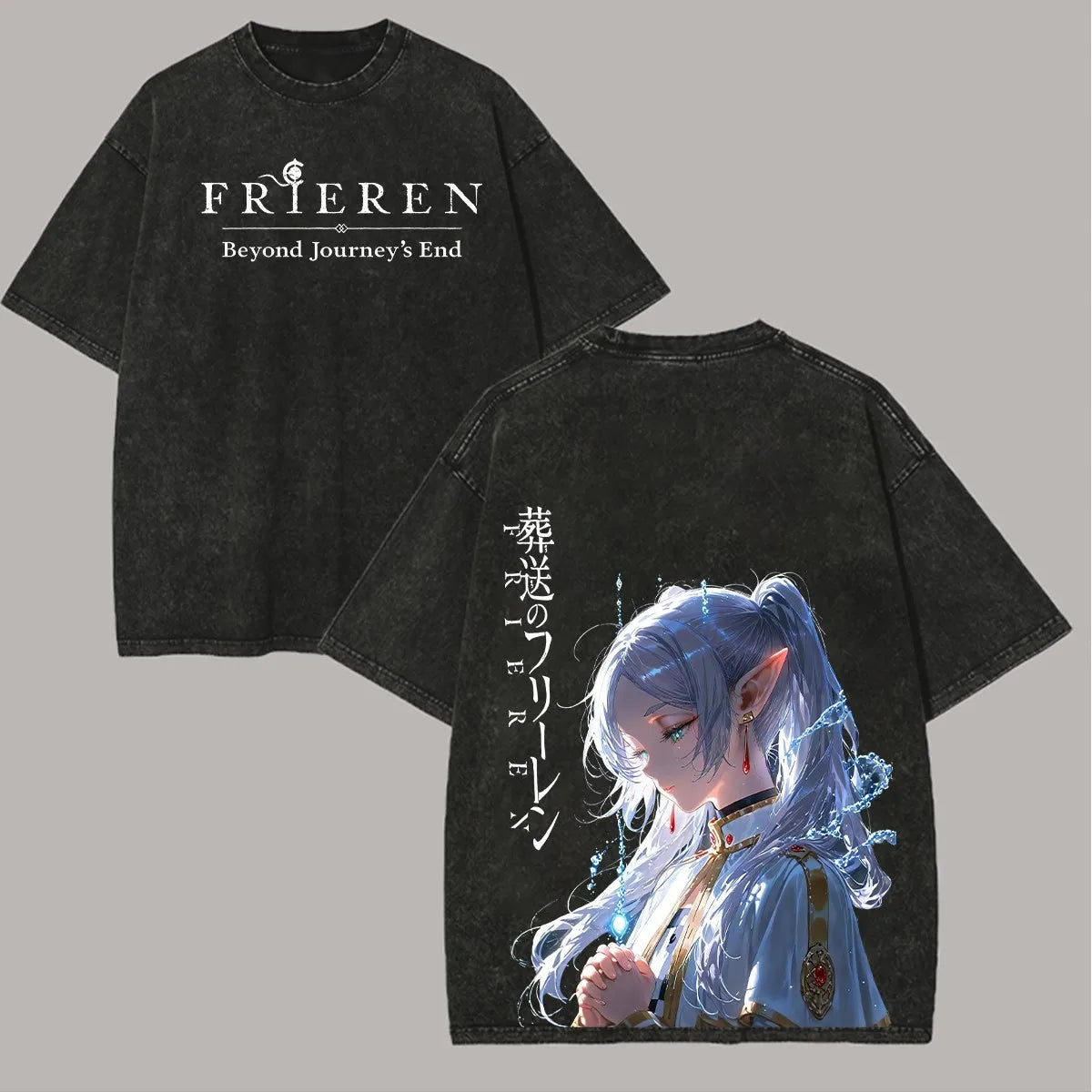 Frieren: Beyond Journey's End -- T-shirt Men's Unisex Clothing Washed Oversized T Shirt High Quality Cotton Tees Tops