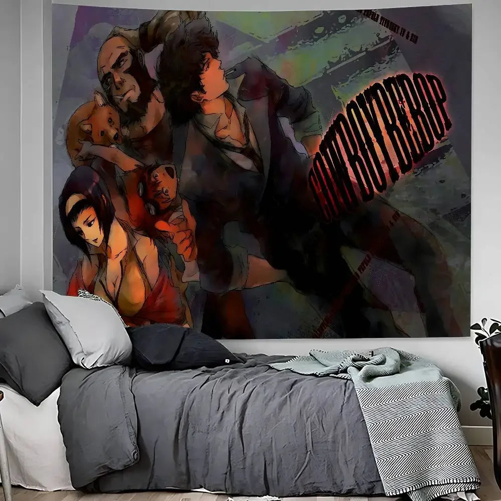 Cowboy Bebop: Anime Hanging Bohemian Tapestry Hanging Tarot Hippie Wall Rugs Dorm Home Decor