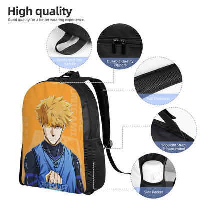 Blue Lock:  Backpack Trend Children School Bag  Laptop Backpack Kids Travel Shoulder Bag