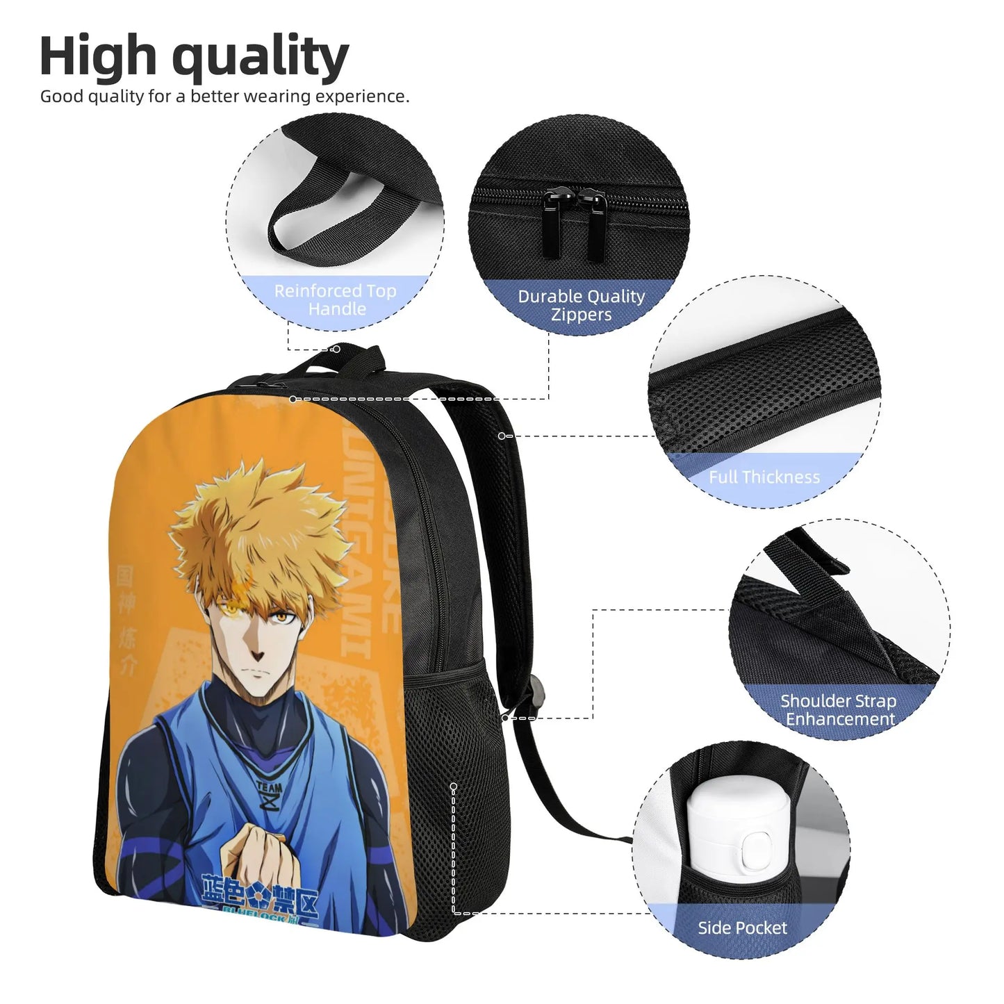 Blue Lock:  Backpack Trend Children School Bag  Laptop Backpack Kids Travel Shoulder Bag