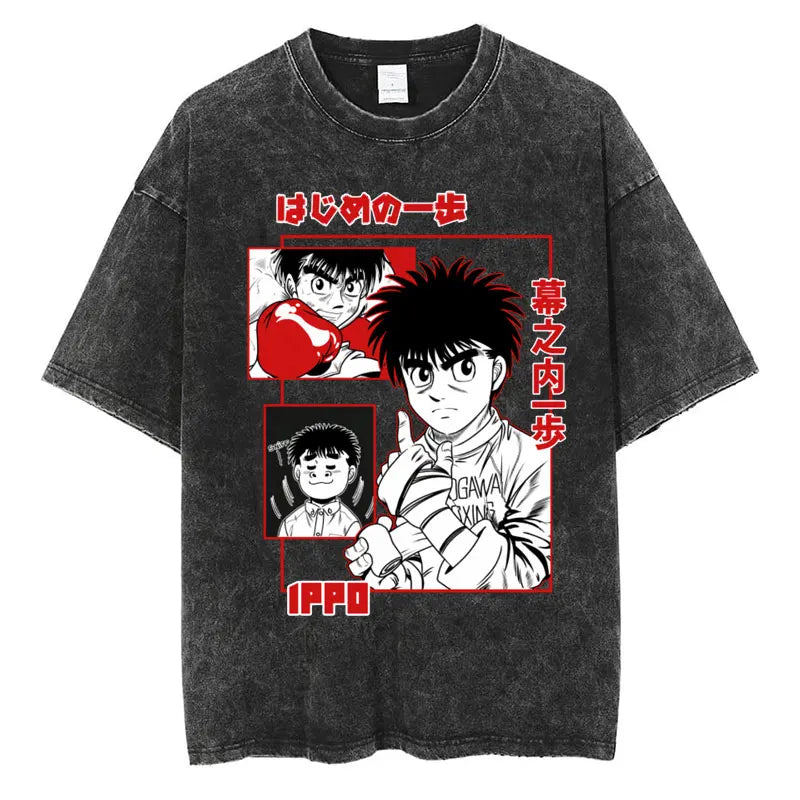 Hajime No Ippo: Kamogawa Boxing Gym T-Shirt Makunouchi Takamura Fighting KGB Tshirt Oversized Cotton Summer T-Shirts