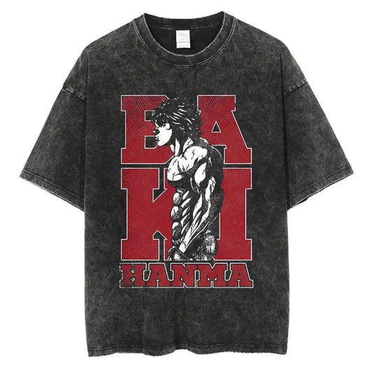 Baki Haman: Tshirts Harajuku Vintage 100% Cotton 2024 New Washed T Shirt For Men Hip Hop Streetwear Oversize T-shirt