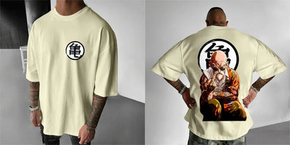 Dragon Ball: Summer Men's T-Shirt Anime Master Roshi Autumn Y2K Harajuku Boy Children's Parent-Child Trend Short Sleeve Winter