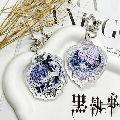 Black Butler: Ciel Phantomhive Elizabeth Midford Cosplay Keychain Acrylic Pendant Keyring 1 Pair Key Chain Bag Accessories