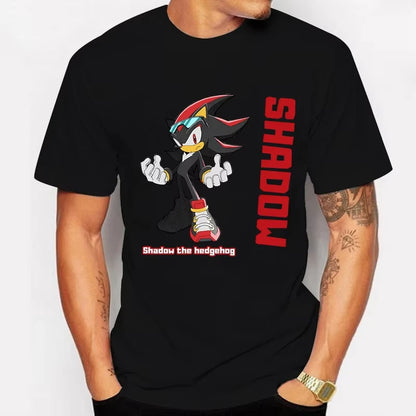 Sonic The Hedgehog: Adult Cotton T-shirt Fashion Printed Top Anime Clothes Short Sleeve Clothing Shadow The Hedgehog