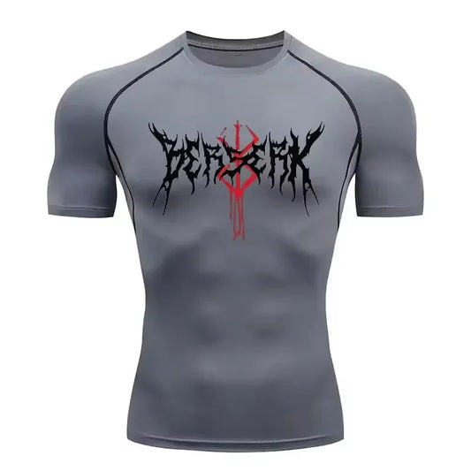 Berserk: Compression T-shirt Men Elastic Tight Sportswear Short-sleeved Gym Bodybuilding Quick-drying Sweatshirt Top S-3XL