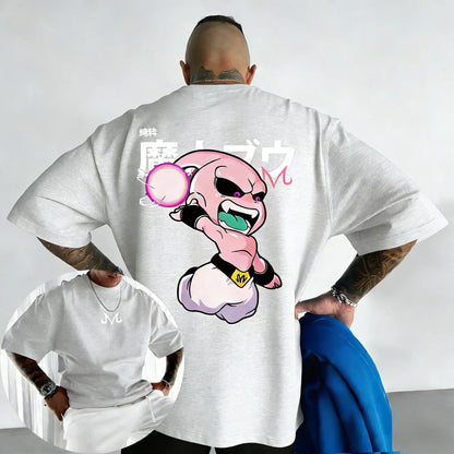 Dragon Ball: Anime Cotton T-shirt Summer New Majin Buu Printed Men's and Women's Street Hip Hop Casual Short Sleeve Top