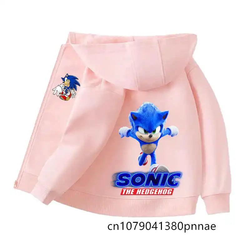 Sonic The Hedgehog:  Zipper Hoodie Set Zipper Hoodie Fashion Coat Kids Cartoon Teen Tracksuits Toddler Clothe Sport Suit