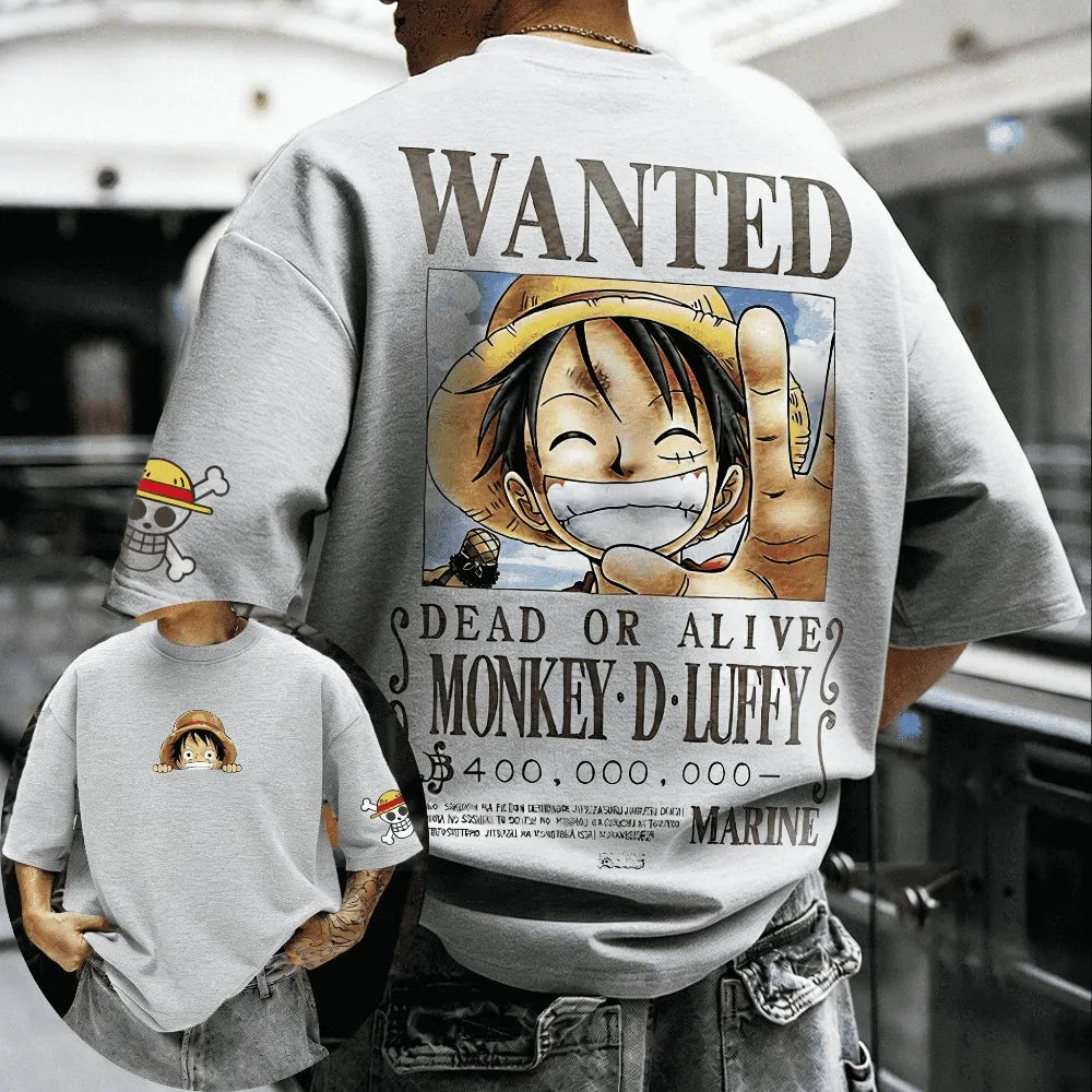 One Piece: T-shirt Men's Oversize Casual Cotton Printed Short-sleeved Unisex Children's Sports Shirt