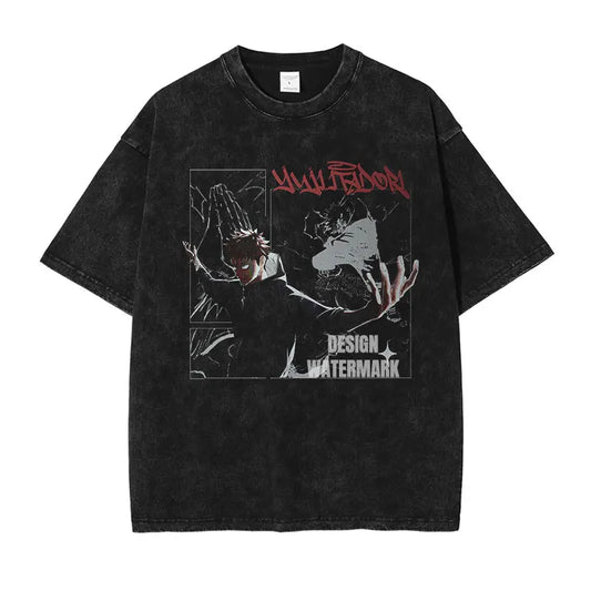 Jujutsu Kaisen: T Shirts Vintage Washed CHOSO T-shirt Oversize Short Sleeve Fushiguro Toji Gojo Saturo Itadori